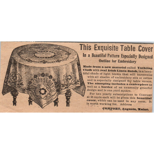 Exquisite Table Cover Club Offer Comfort Augusta Maine 1910 Magazine Ad AF1-CM3