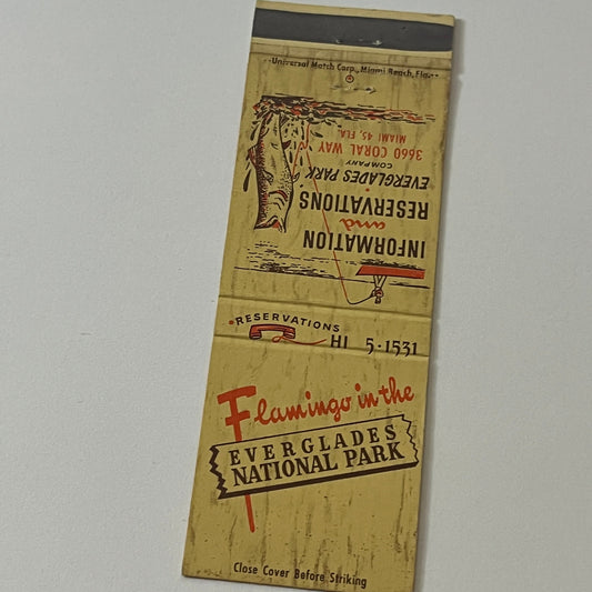 Flamingo in the Everglades National Park FL Vintage Matchbook Cover TB6-MB2-5