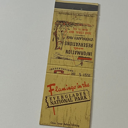 Flamingo in the Everglades National Park FL Vintage Matchbook Cover MB59-4