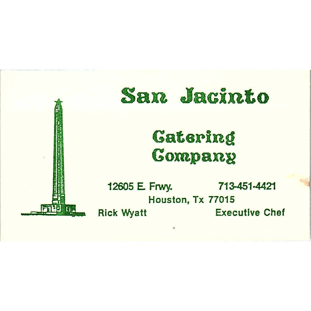 Rick Wyatt San Jacinto Catering Co Houston Vintage Business Card SC9-B5