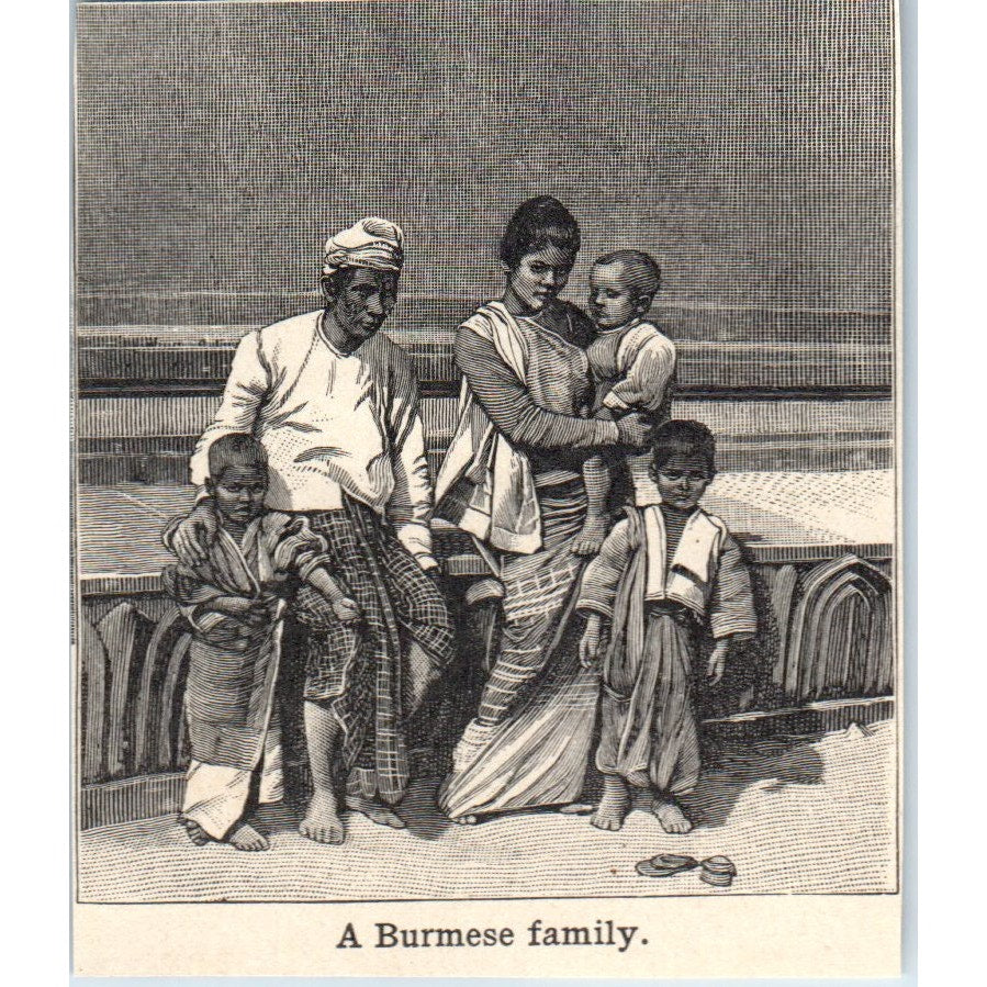 A Burmese Family 1901 Engraving AF2-P1