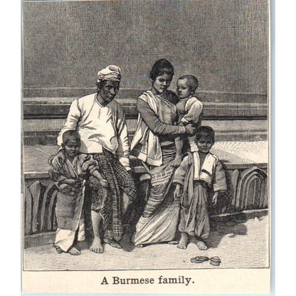 A Burmese Family 1901 Engraving AF2-P1