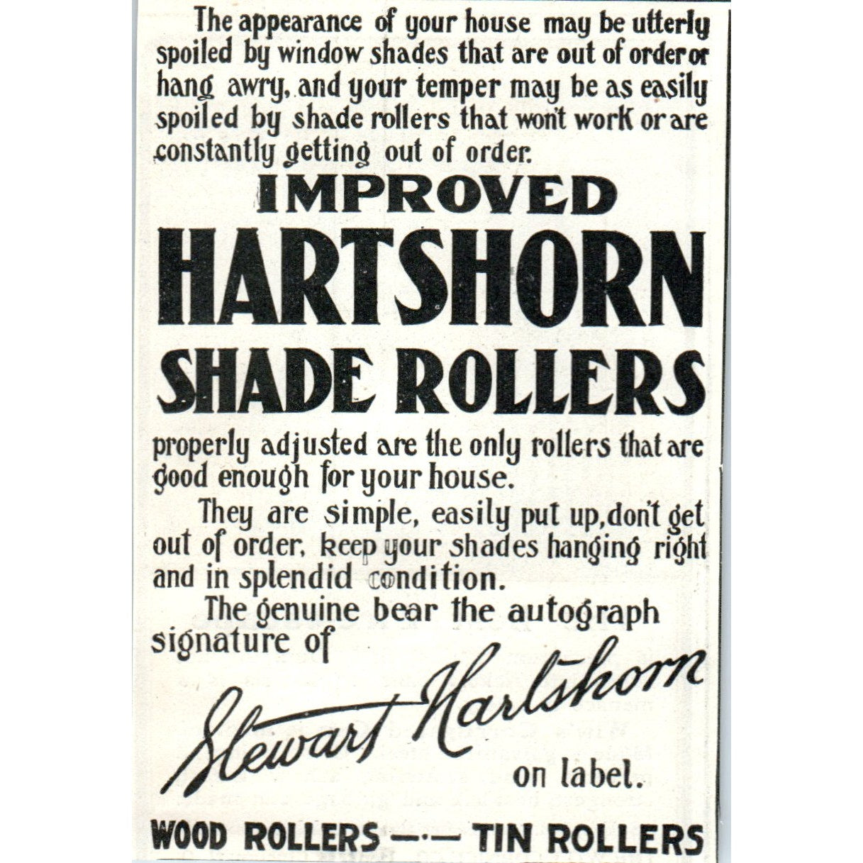 Stewart Hartshorn Improved Hartshorn Rollers 1903 Magazine Ad AF2-O4