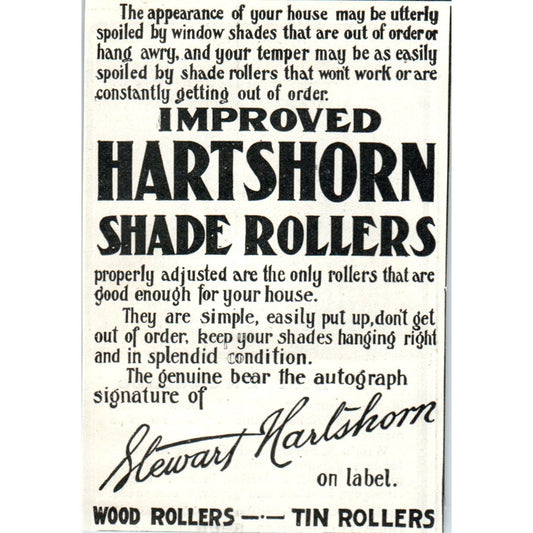 Stewart Hartshorn Improved Hartshorn Rollers 1903 Magazine Ad AF2-O4