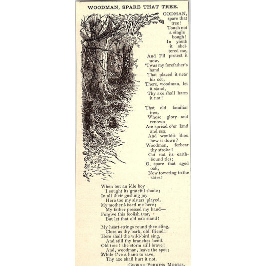 Woodman, Spare That Tree - George Perkins Morris 1884 Poem AG3-1