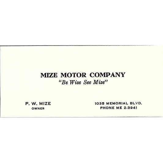 P.W. Mize Motor Company 1035 Memorial Blvd Martinsville VA 1960s Ad AG2-M3