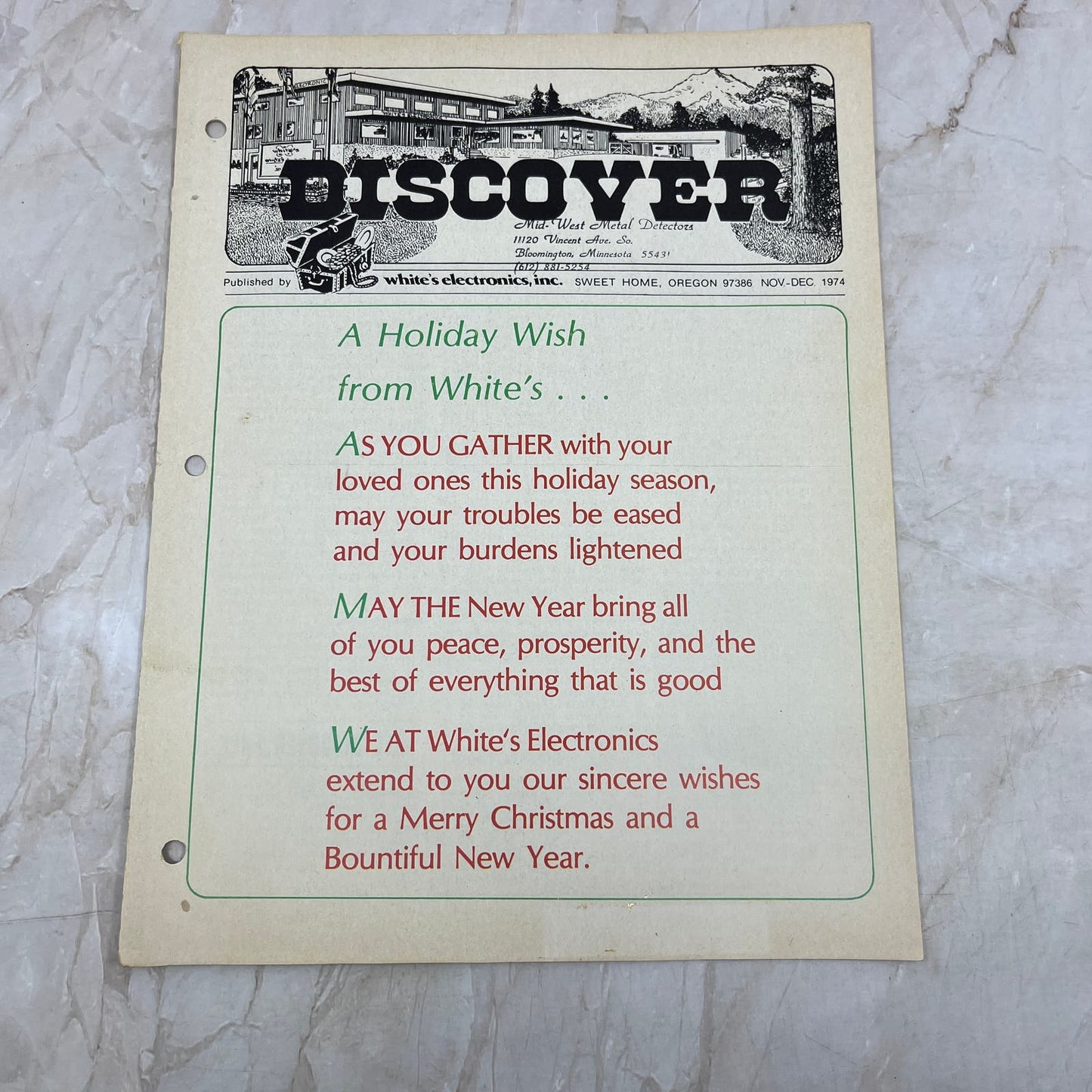 1974 Nov/Dec White's Electronics Discover Newsletter Metal Detector Treasure M19