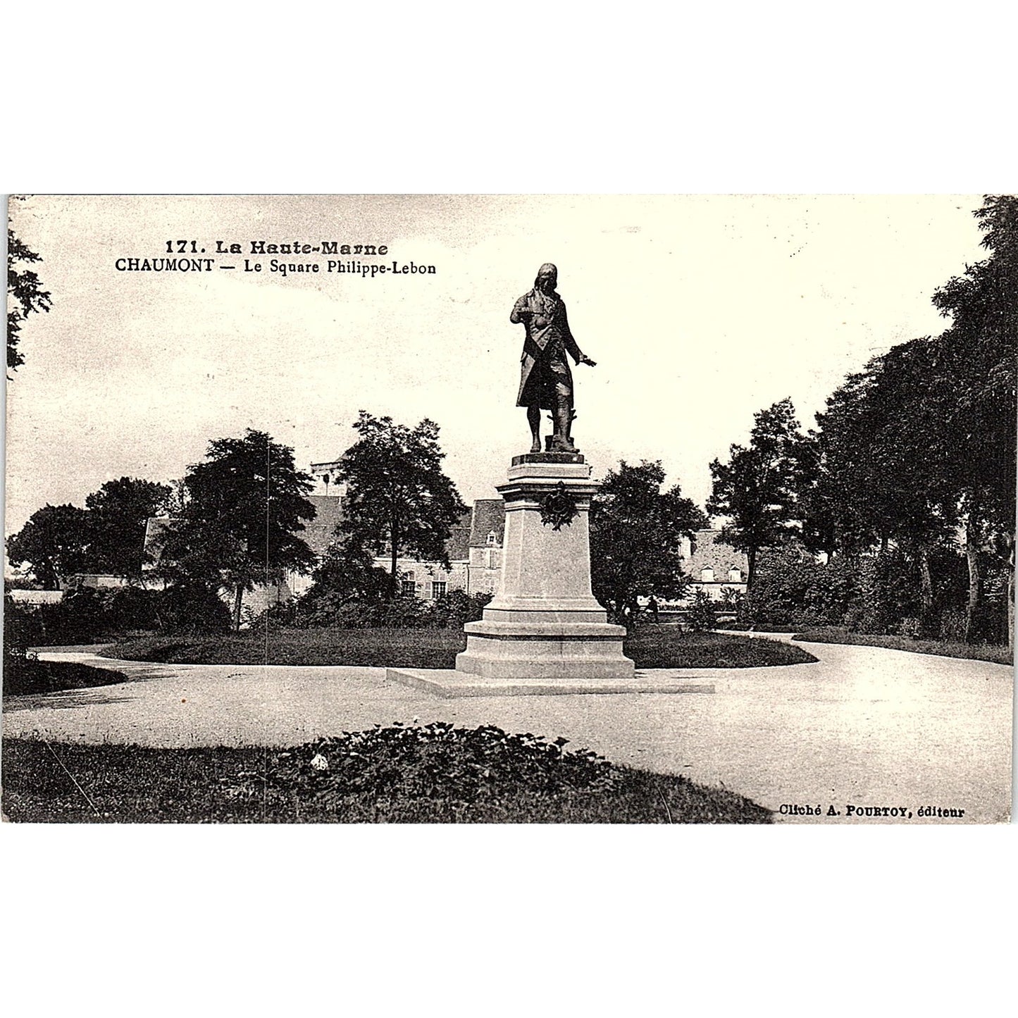 La Haute-Marne Chaumont Le Square Philippe-Lebon A Pourtoy Antique Postcard PE11