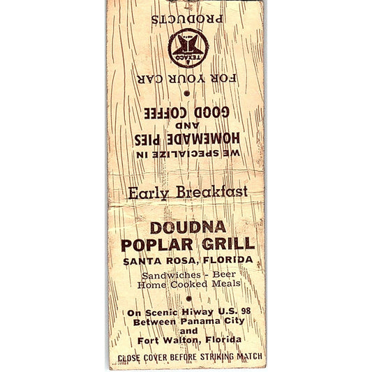 Doudna Poplar Grill Santa Rosa FL Vintage Matchbook Cover SC7-Y4