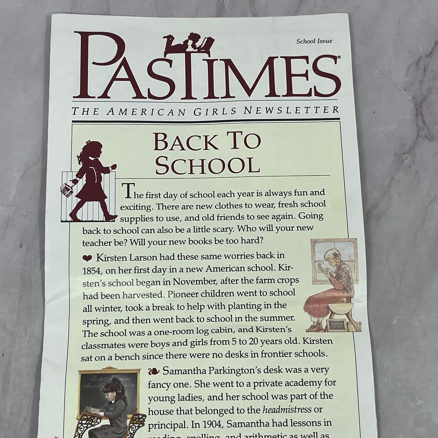 Original Pleasant Company American Girl 1990 School Issue Newsletter