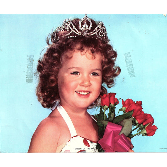 Retro Kitsch Queen of May Curly Hair Girl With Tiara Vintage Art Print 8x10 V5