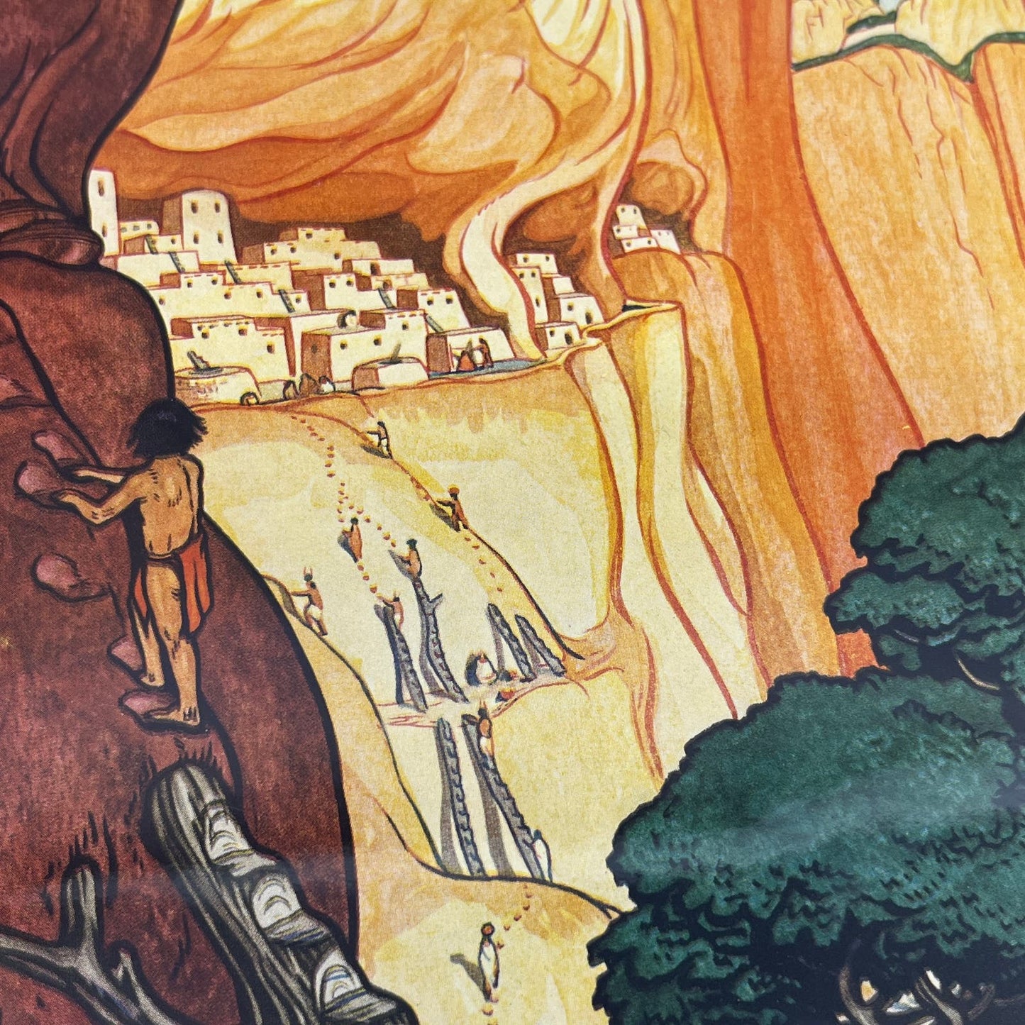 H.C Holling 1935 Childrens Art Print Pueblo Indians Grand Canyon Southwest FL6-9