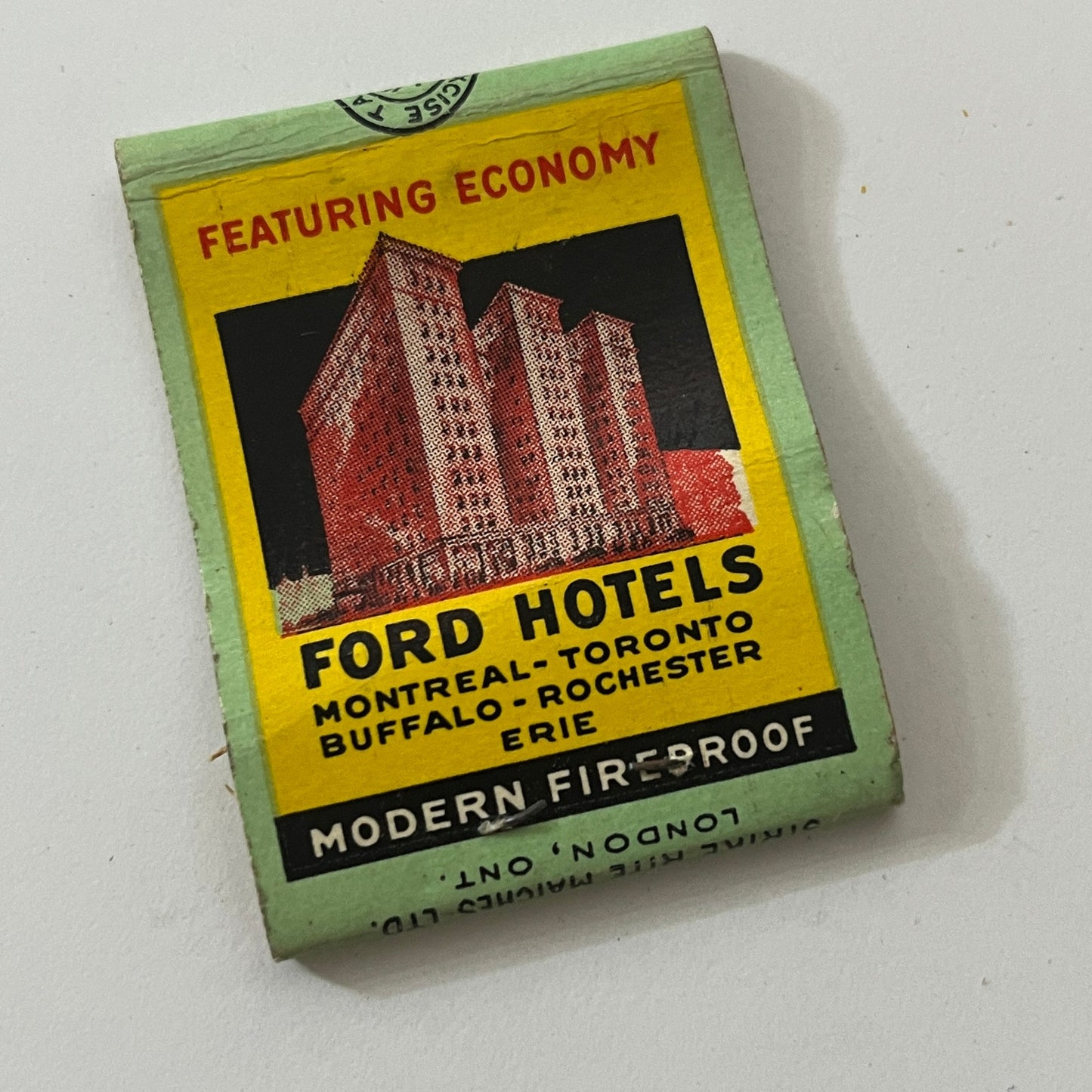 The Lord Elgin Hotel Ottawa Ford Hotels Vintage Matchbook Cover TB6-MB1-1