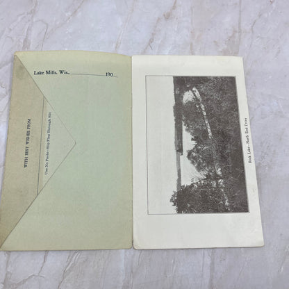 1907 Souvenir Letter Lake Mills Wisconsin Souvenir Folder Book Postcards TI8-S2