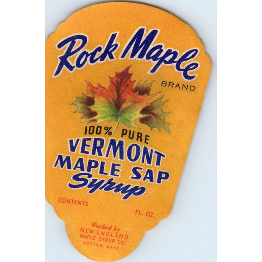 Rock Maple Brand Vermont Maple Syrup Label New England Maple Syrup Co AF1