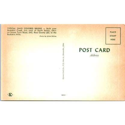 Ross County 2 Buckskin Creek Salem OH Vintage Covered Bridge Postcard PC13