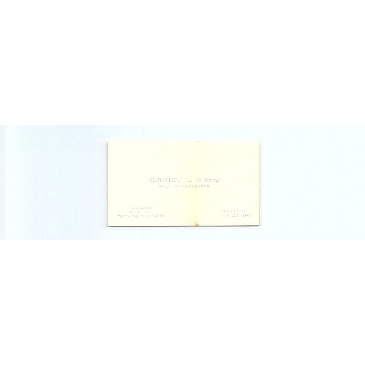 Sherri L Cothrun Attorney Houston TX Vintage Business Card SE3-B12