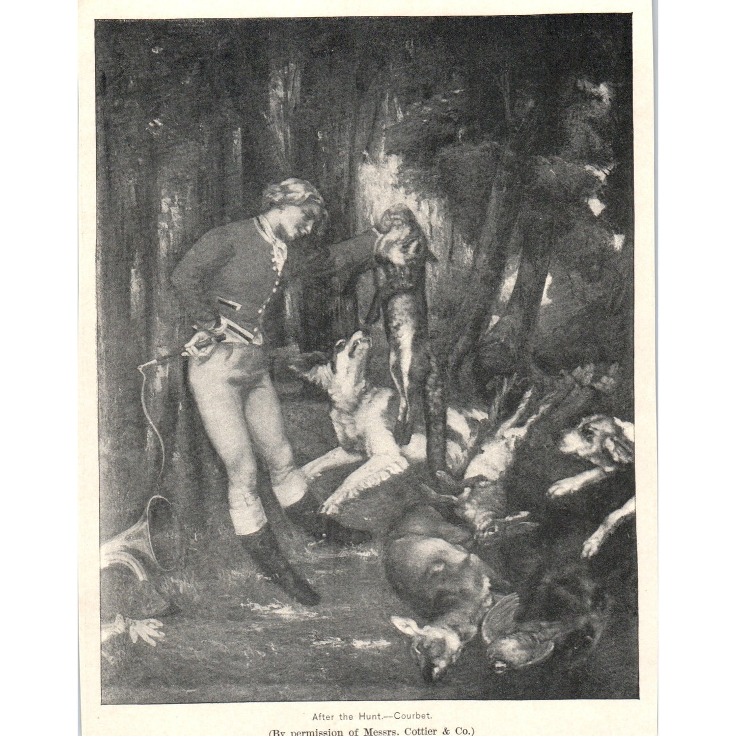 After the Hunt - Courbet 1892 Magazine Print AK5-H8