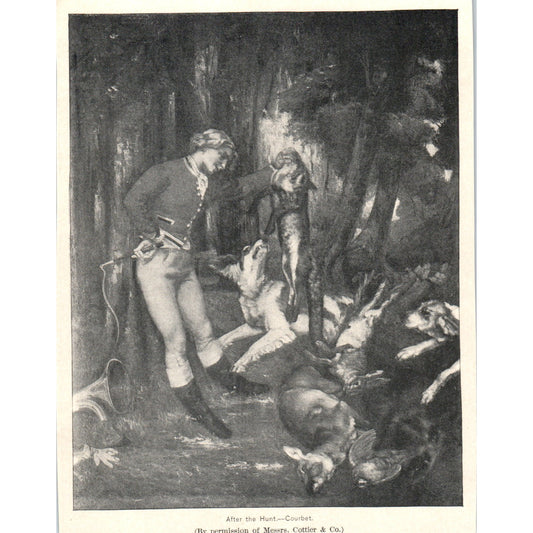 After the Hunt - Courbet 1892 Magazine Print AK5-H8