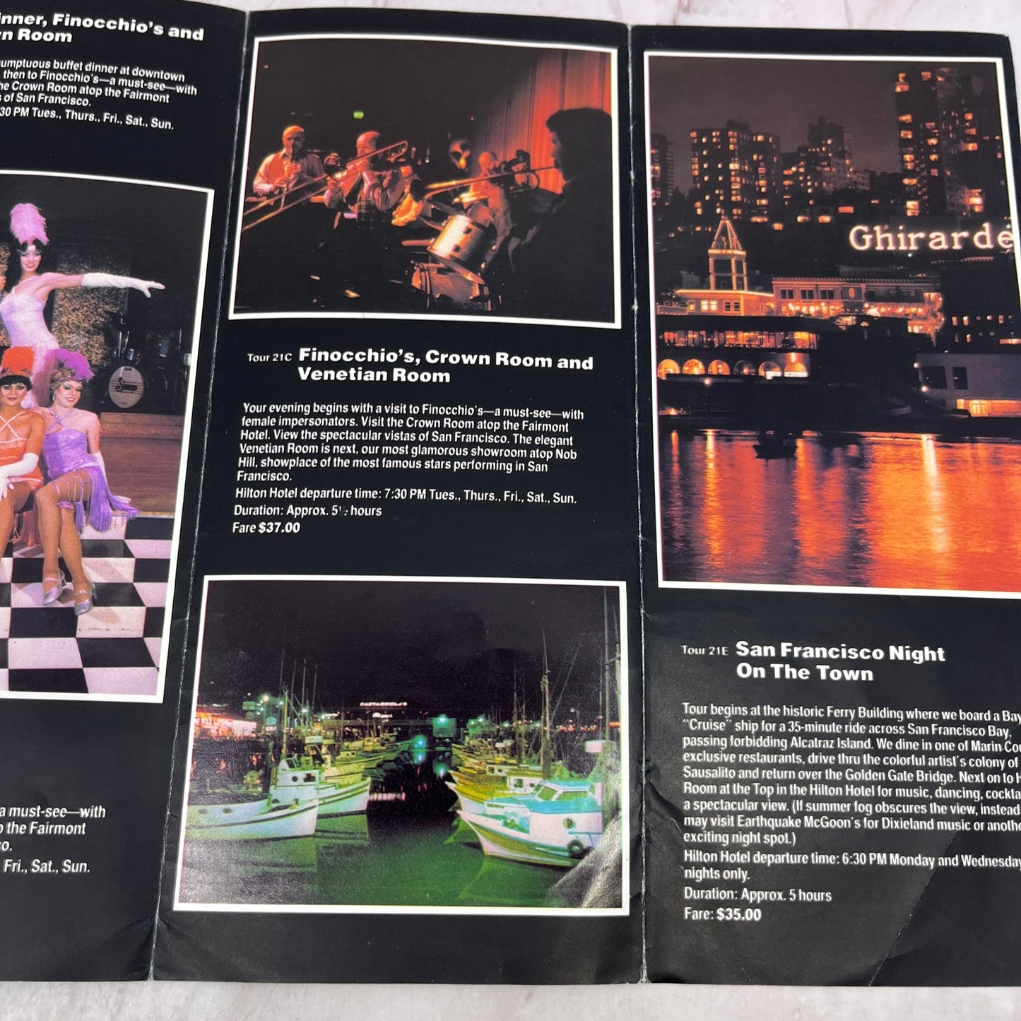 1970s Gray Line San Francisco Night Life Tours Fold Out Travel Brochure TH9-CB