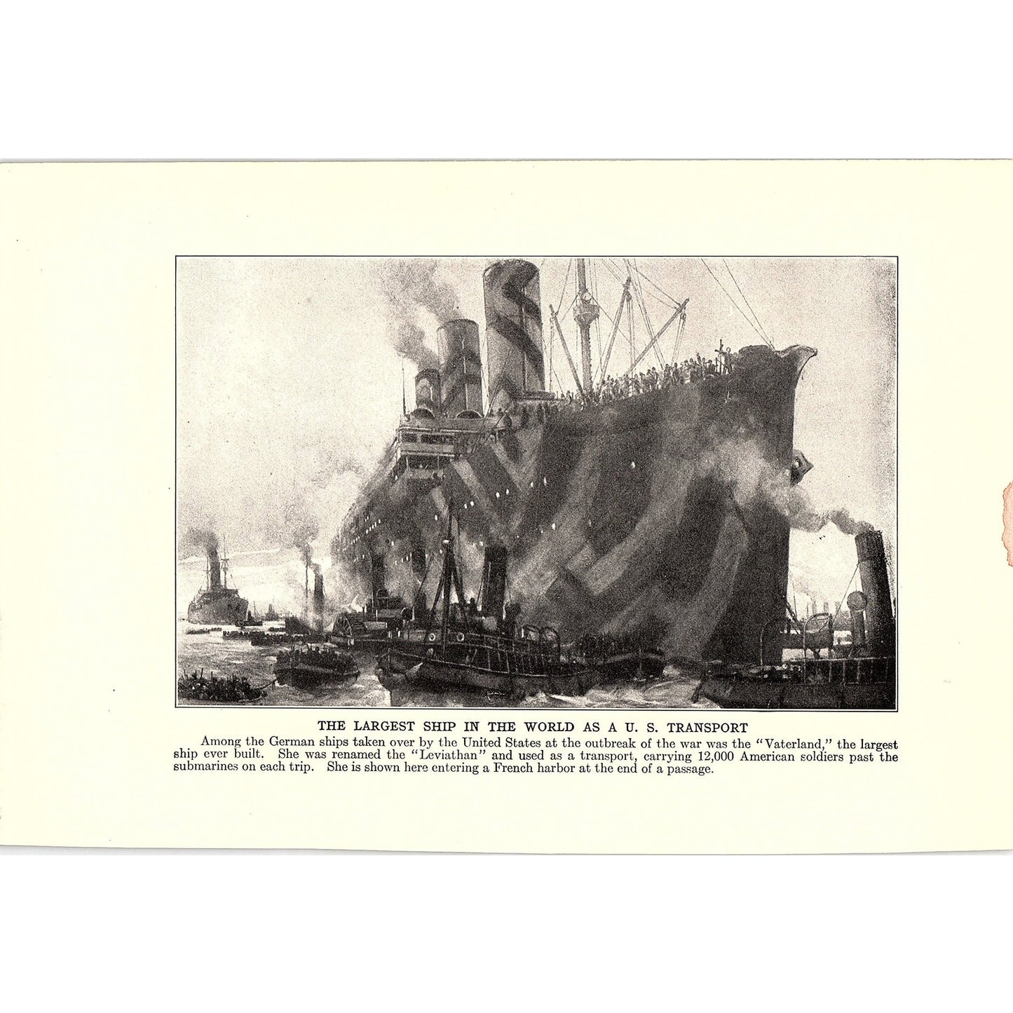Hog Island Shipyard, Vaterland Leviathan Ship 1919 WWI Print AG1-1