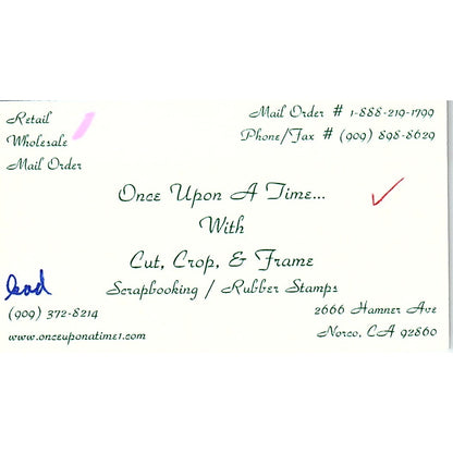 Once Upon a Time Scrapbooking Norco CA Vintage Business Card SC9-B11