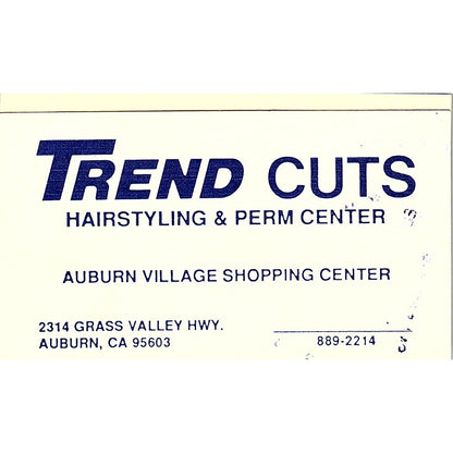 Trend Cuts Hairstyling Auburn Village Center CA Vintage Business Card SC9-B1