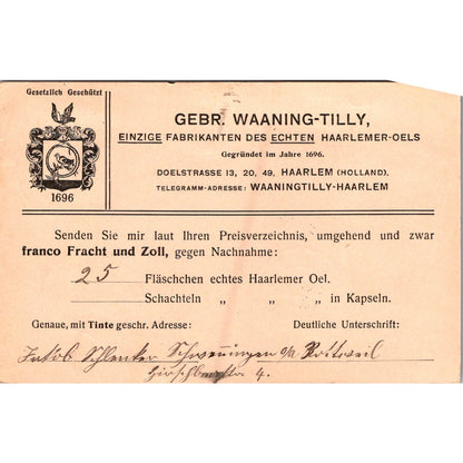Herren Gebr Waaning-Tilly Haarlem Niederlande 1928 German Reich Postcard TE2-GRP