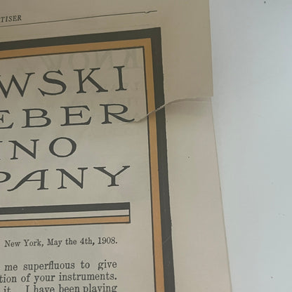 The Weber Piano Company Aeolian New York 2 Page Ad 1908 Clipping J14