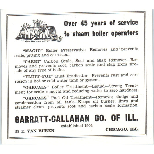 Garratt-Callahan Co Chicago, Harry T. Collette Middletown OH 1953 Ad AE9-DC2