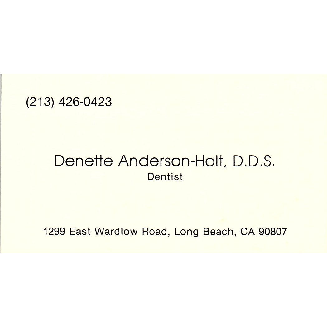 Denette Anderson-Holt DDS Long Beach CA Vintage Business Card SC9-B5