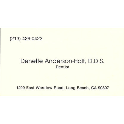 Denette Anderson-Holt DDS Long Beach CA Vintage Business Card SC9-B5