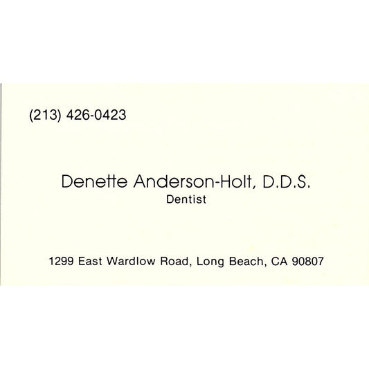 Denette Anderson-Holt DDS Long Beach CA Vintage Business Card SC9-B5