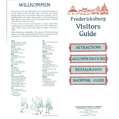 1980s Fredericksburg Texas Visitors Guide Fold Out Map and Brochure TF4-BC