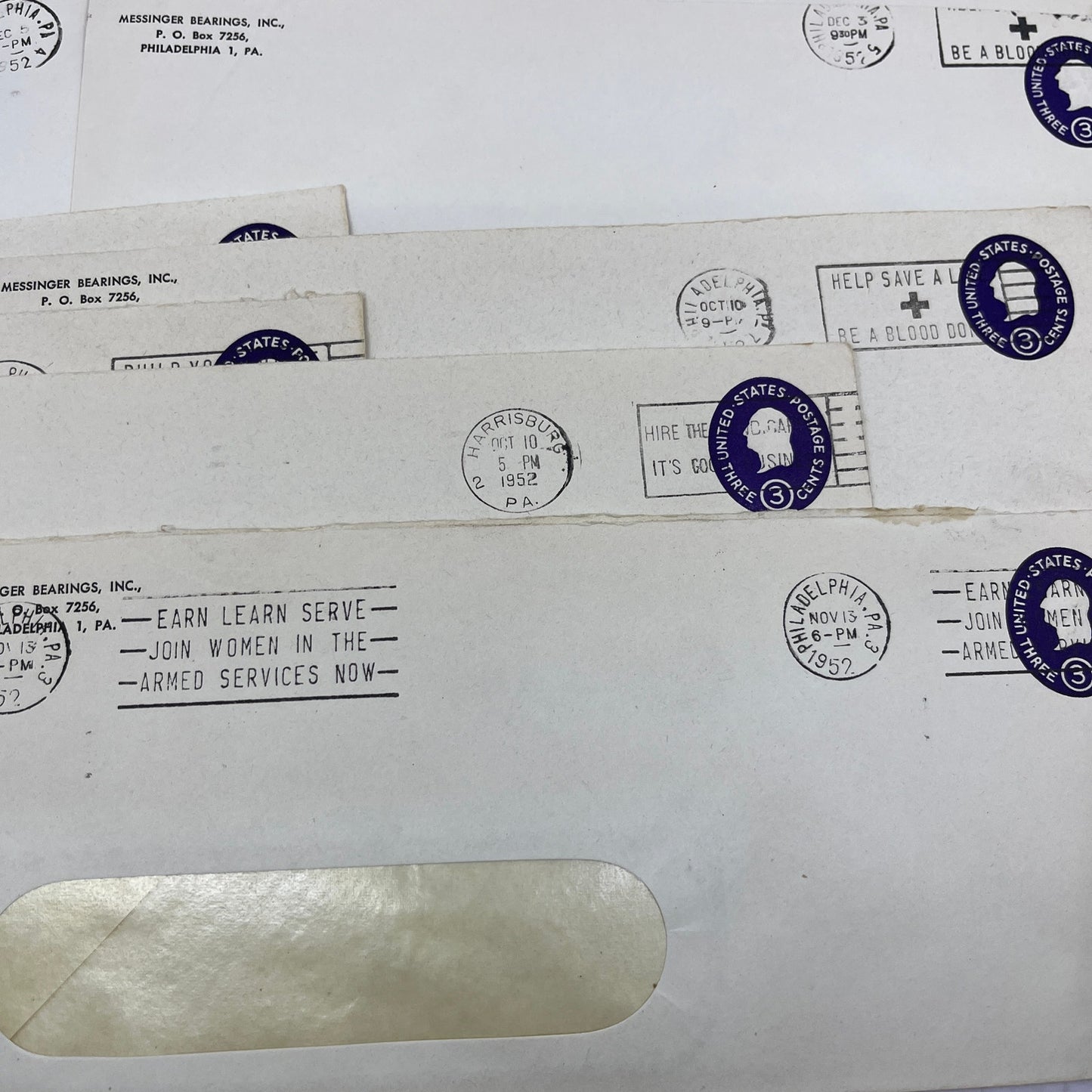 1950s Messinger Bearings Inc PA Postal Cover Envelopes L4-4-23