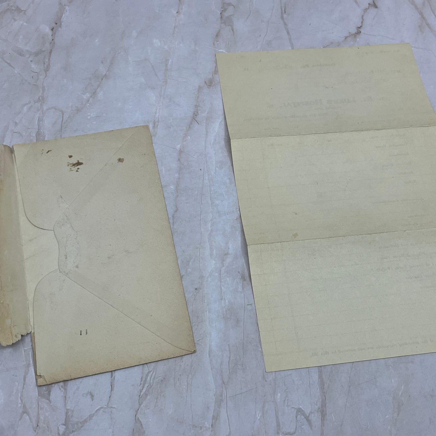 1939 St. Luke's Hospital Bethlehem PA Invoice Bill and Envelope EA5