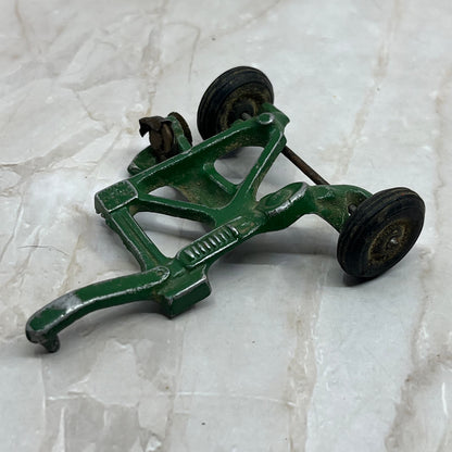 Vtg Sickle Bar Pull Behind mower Metal toy green 9826 Rubber Wheels 3.5” TH5