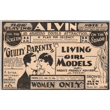 Alvin Theatre Guilty Parents 5x7" 1935 Minneapolis Journal Advertisement AE7-N1