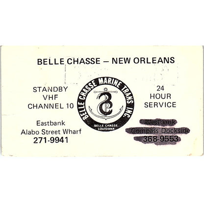 Belle Chasse Marine Trans Alabo Street Wharf New Orleans Business Card SD9-B9