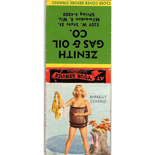 Zenith Gas & Oil Co Milwaukee WI Pinup Vintage Matchbook Cover SC7-Y7