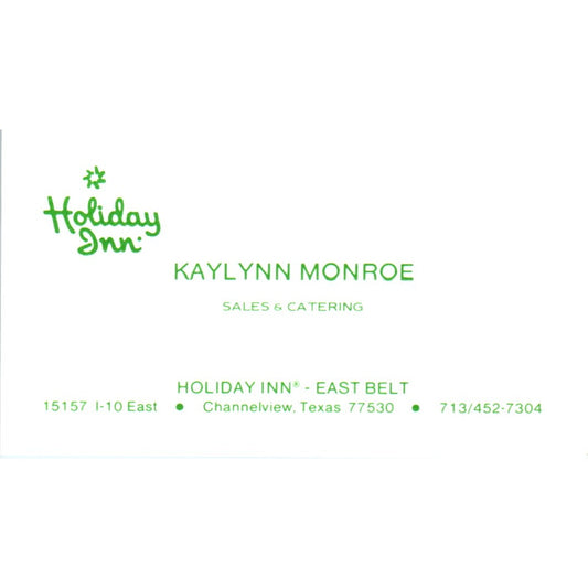 Kaylynn Monroe Holiday Inn Channelview TX Vintage Business Card SE3-B1