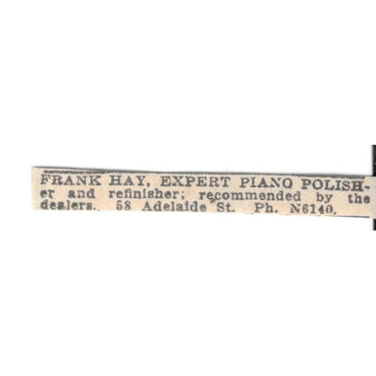 Frank Hay Expert Piano Polisher 58 Adelaide St Winnipeg 1920 Ad AG2-S6