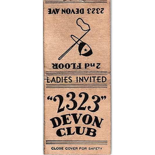2323 Devon Club Elk Grove Village IL Vintage Matchbook Cover SC7-Y10