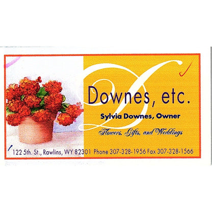 Sylvia Downes Etc Flowers Gifts Rawlins WY Vintage Business Card SC9-B11
