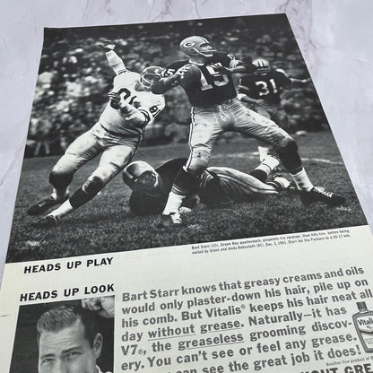 Bart Starr NFL Green Bay Packers Vitalis Pomade Vintage 8x10 Ad V14-5