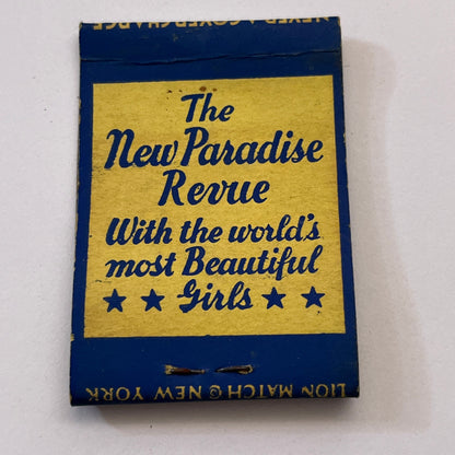 Paradise Cabaret Restaurant Broadway New York Vintage Matchbook Cover TB8-MB3-5