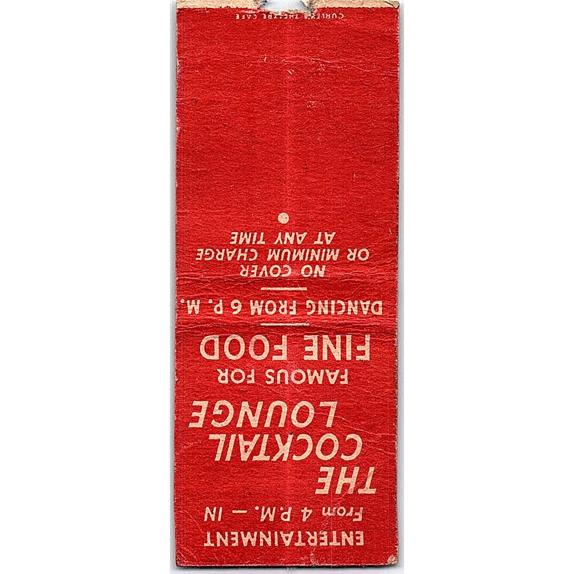 Curly's Theatre Cafe 20 South 5th Street Minneapolis MN Matchbook Cover SC7-Y10