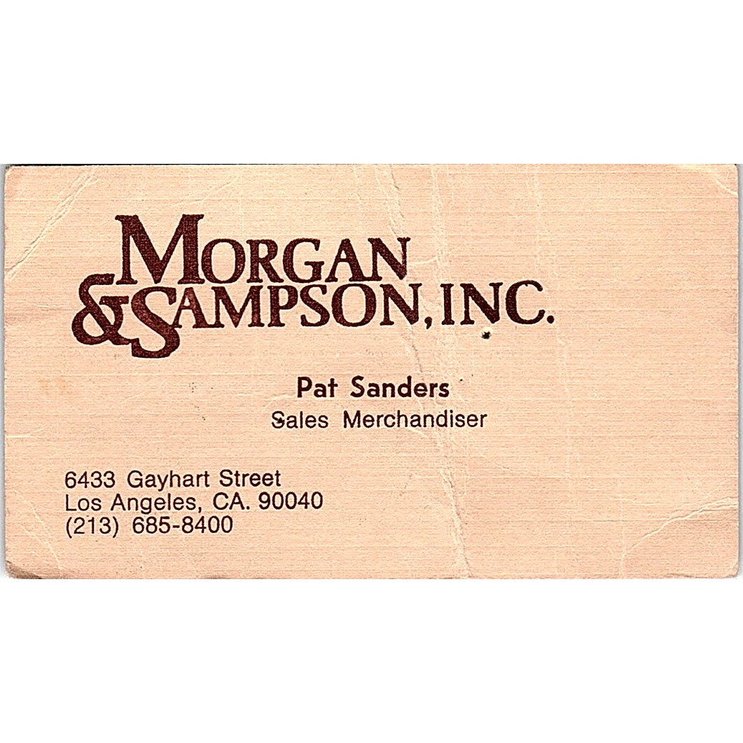 Morgan & Sampson Inc. Pat Sanders Los Angeles Vintage Business Card SB4-B2