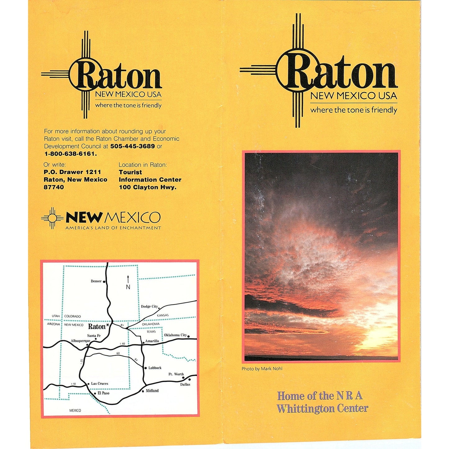 Raton New Mexico NRA Whittington Center Vintage Fold Out Travel Brochure TH2-TB1