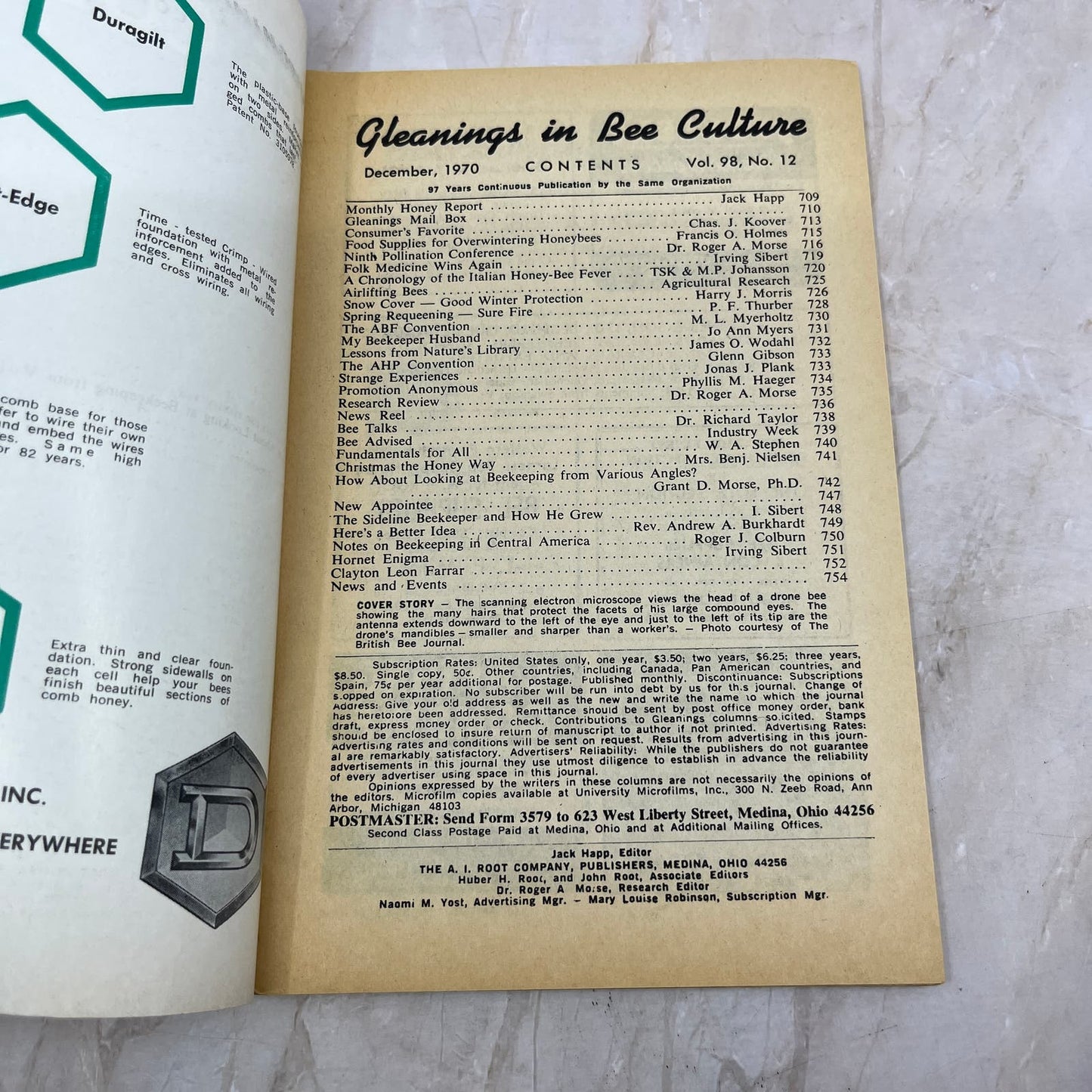 1970 Dec Gleanings in Bee Culture Magazine Bees Beekeeping Honey M8